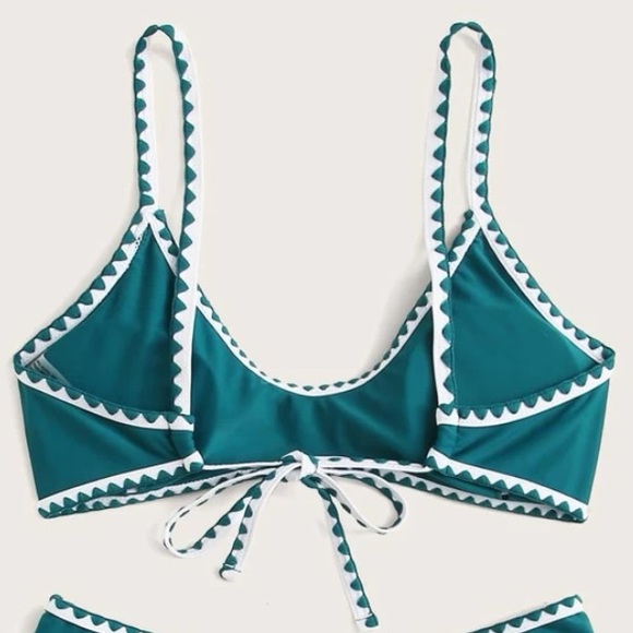 Teal White Stitch Bikini Top - Picture 2 of 2